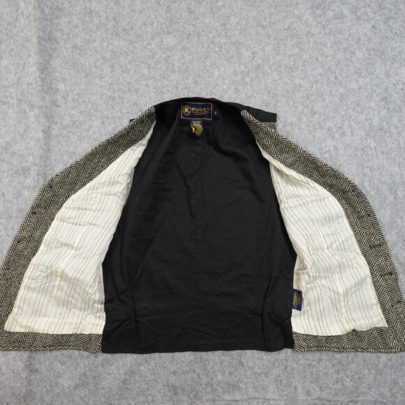 Vintage Vest Mens Small Tweed Wool Herringbone Waistcoat Black - Picture 10 of 13